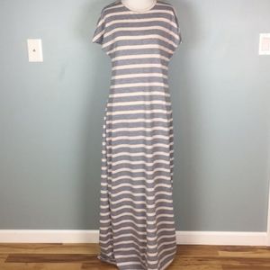 Lularoe Maria Maxi Dress Pink Grey